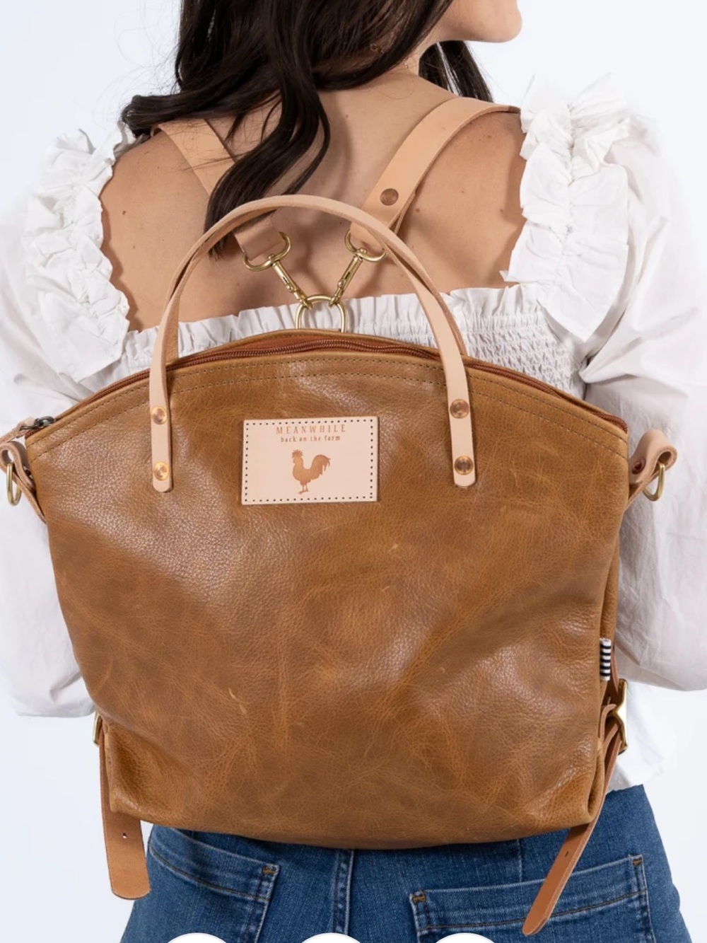 Meanwhile Back On The Farm Convertible Backpack 2.0. Leather Tote Crossbody New